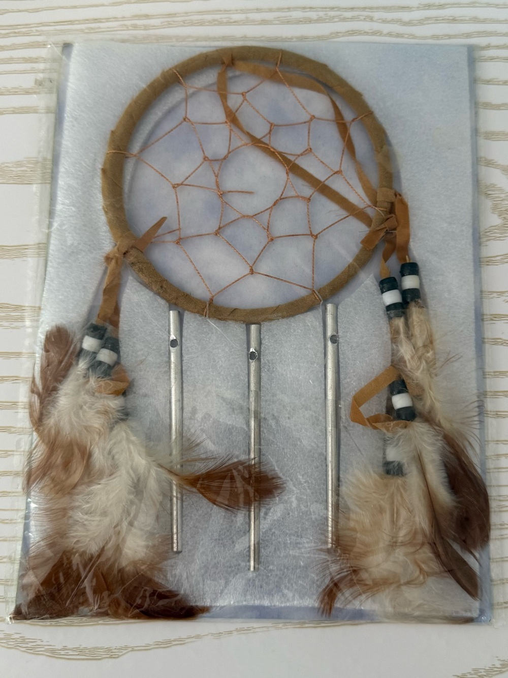 Traditional Brown/White/Black Whistle Tassled Dreamcatcher